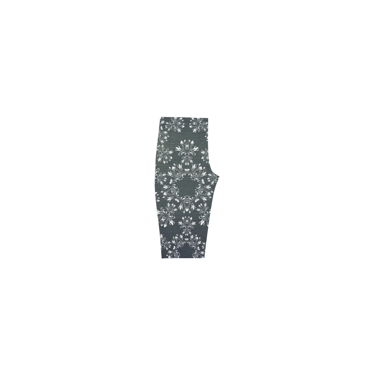 White and gray Flourish ornament mandala design Hestia Cropped Leggings (Model L03)