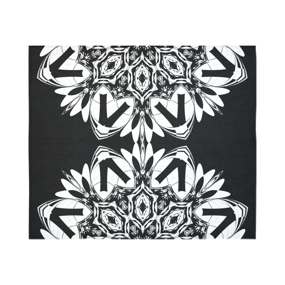 Half black and white Mandala Cotton Linen Wall Tapestry 60"x 51"