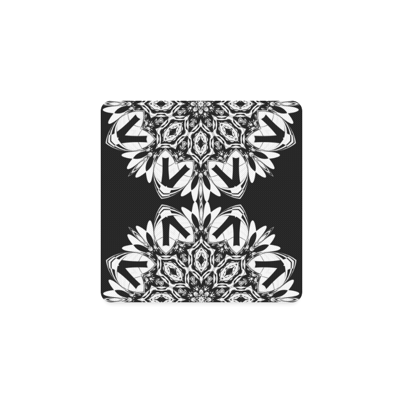 Half black and white Mandala Square Coaster