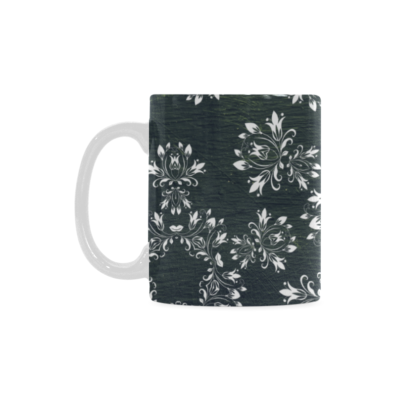 White and gray Flourish ornament mandala design White Mug(11OZ)