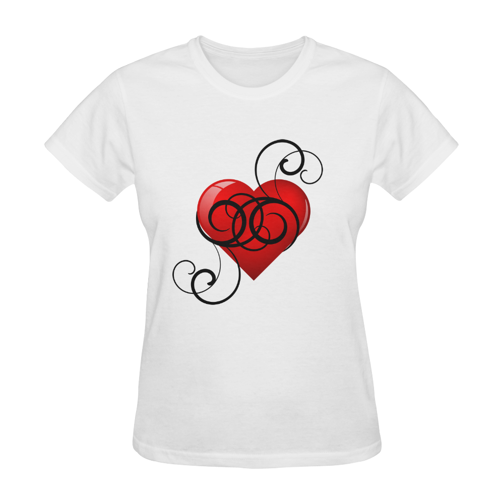 Pretty Flourished Heart Sunny Women's T-shirt (Model T05)