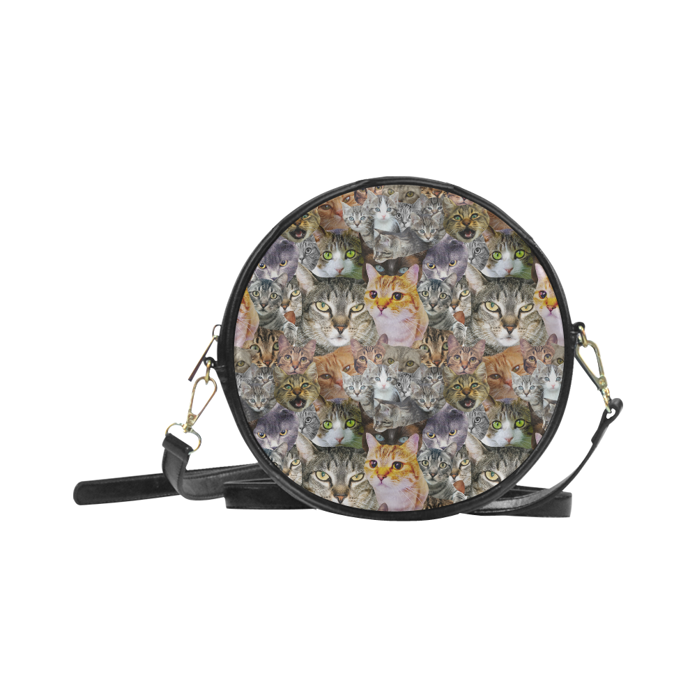 Funny cats pattern Round Sling Bag (Model 1647)
