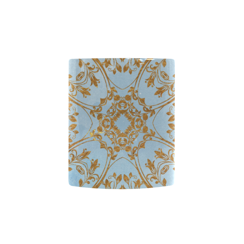 Gold and blue flourish ornament mandala Custom Morphing Mug