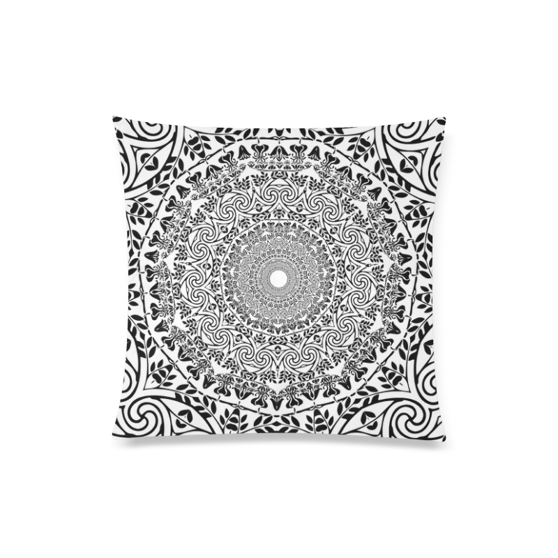 Deep black and white  mandala Custom Zippered Pillow Case 20"x20"(Twin Sides)