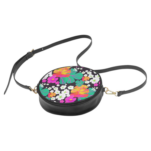 Japanese Colorful Floral Pattern Round Sling Bag (Model 1647)