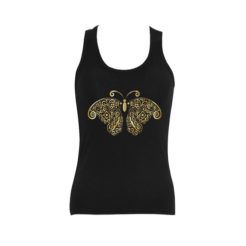 Golden Butterfly Women's Shoulder-Free Tank Top (Model T35)