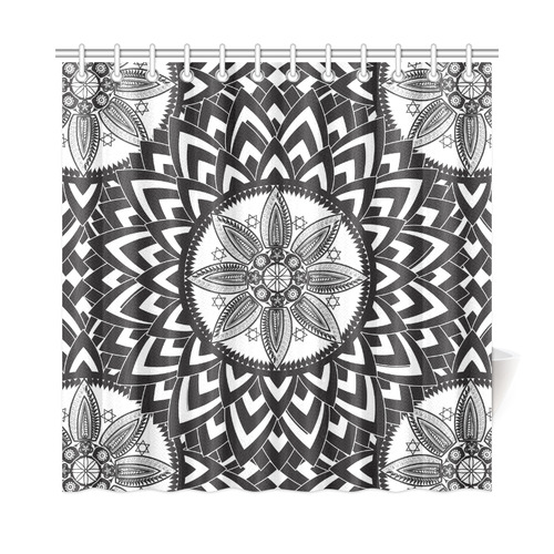 Black and white mandala Shower Curtain 72"x72"
