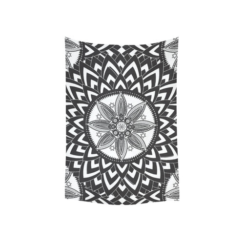 Black and white mandala Cotton Linen Wall Tapestry 40"x 60"