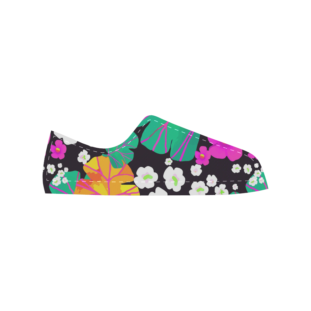 Japanese Colorful Floral Pattern Women's Classic Canvas Shoes (Model 018)