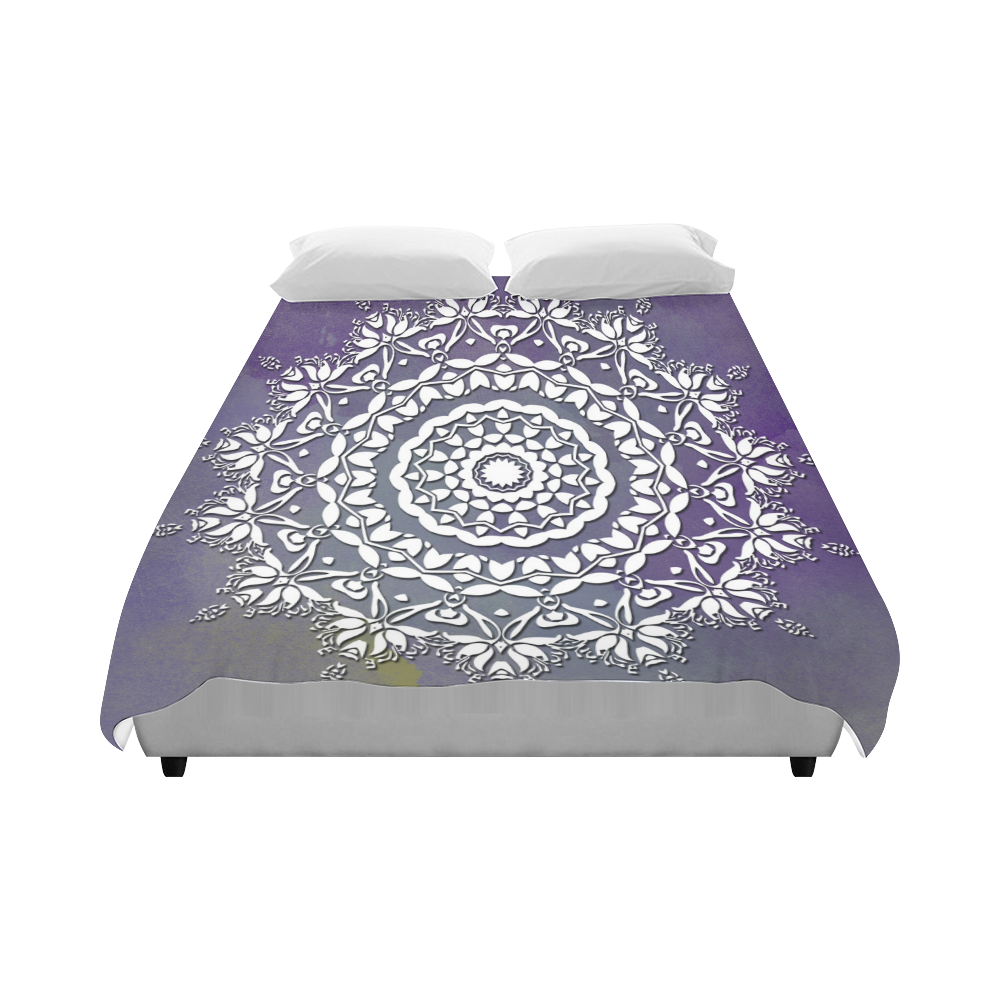 Floral watercolor Violet and white mandala Duvet Cover 86"x70" ( All-over-print)