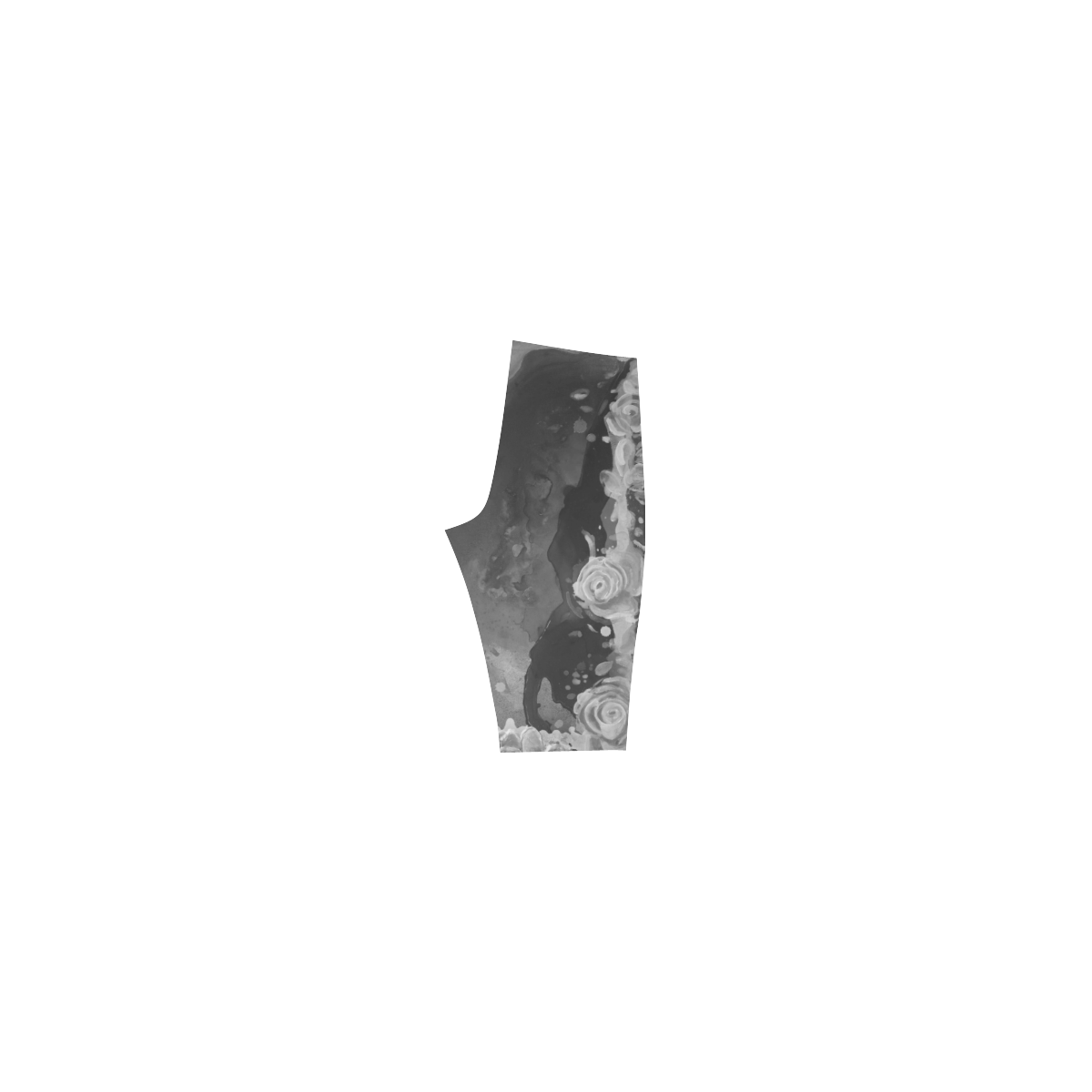 Mad Lucy's Golden Roses Black and White Hestia Cropped Leggings (Model L03)