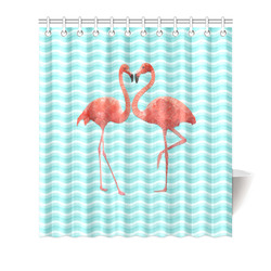 flamingo love Shower Curtain 66"x72"