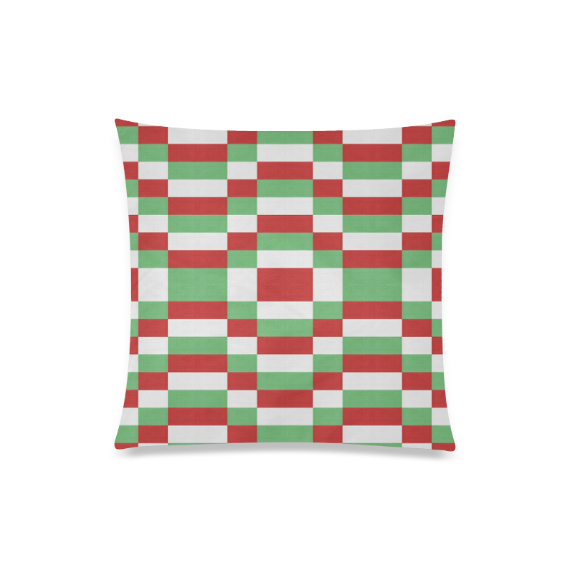 Christmas red and green pattern fabric Custom Zippered Pillow Case 20"x20"(Twin Sides)