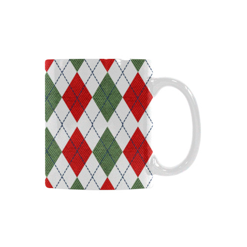 Christmas red and green rhomboid fabric White Mug(11OZ)