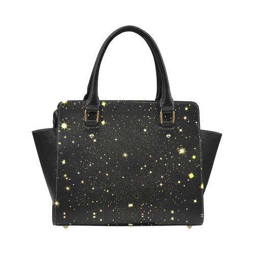 Christmas gold stars night sky Classic Shoulder Handbag (Model 1653)