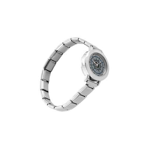 Blue, grey and white mandala Women's Italian Charm Watch(Model 107)