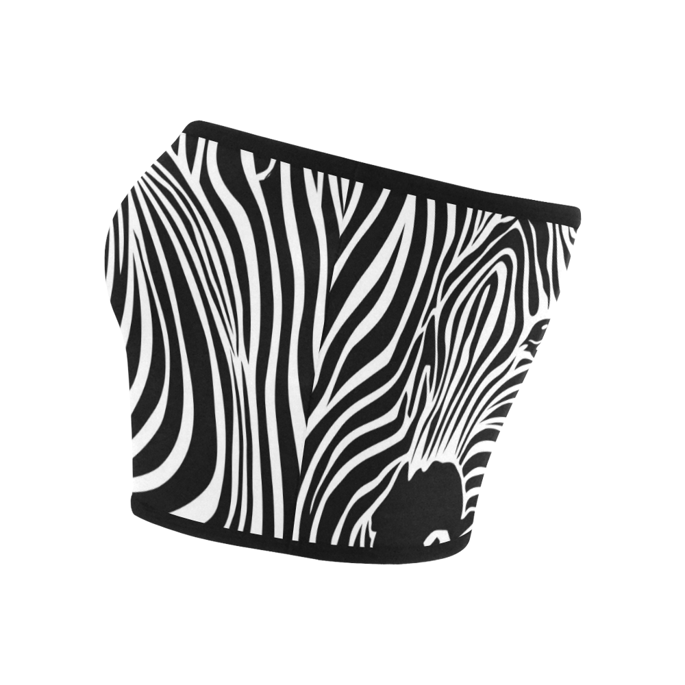 zebra opart, black and white Bandeau Top