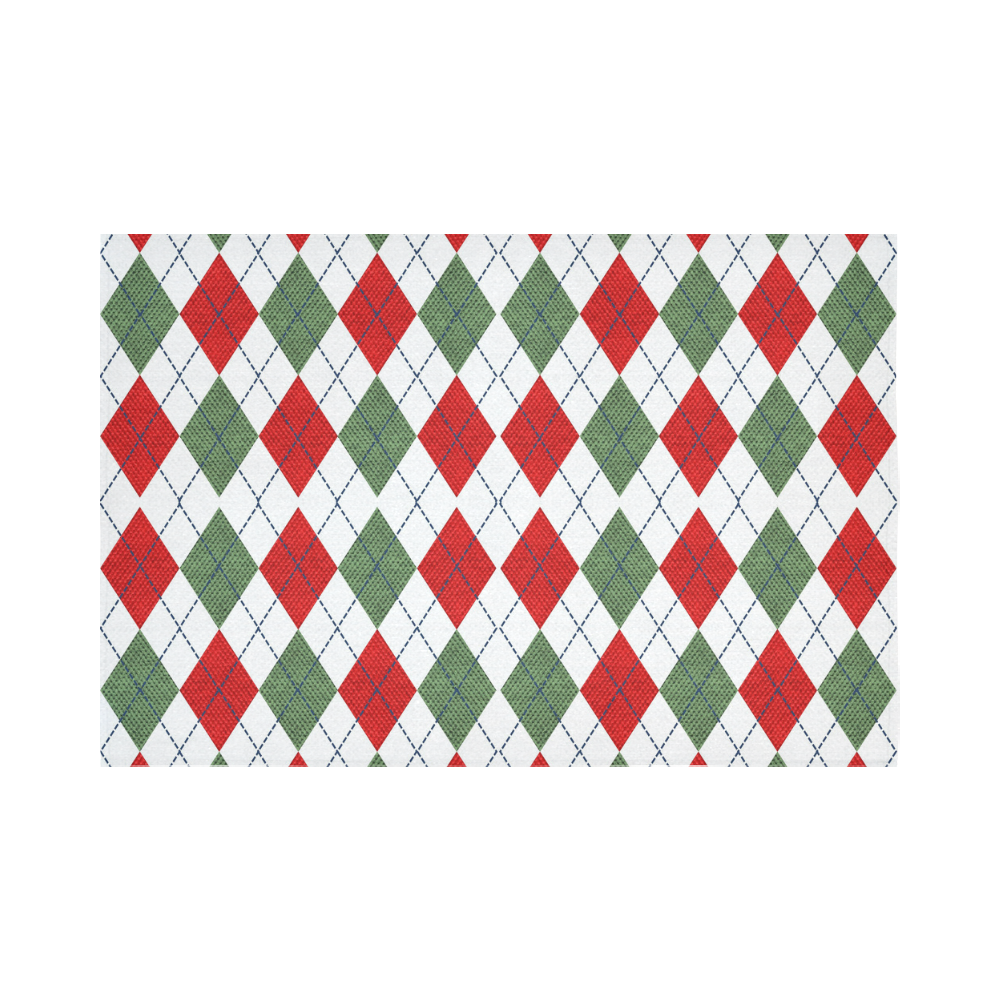 Christmas red and green rhomboid fabric Cotton Linen Wall Tapestry 90"x 60"