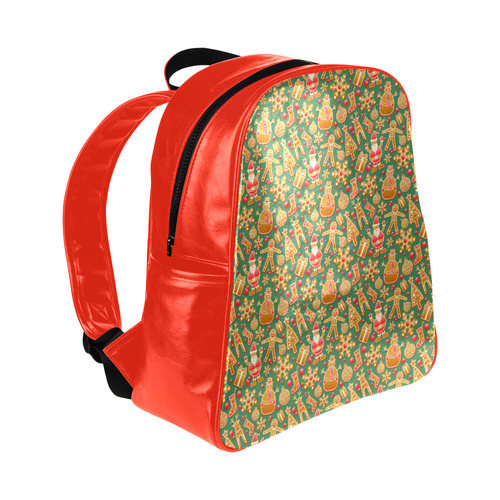 Christmas ginger pattern Multi-Pockets Backpack (Model 1636)