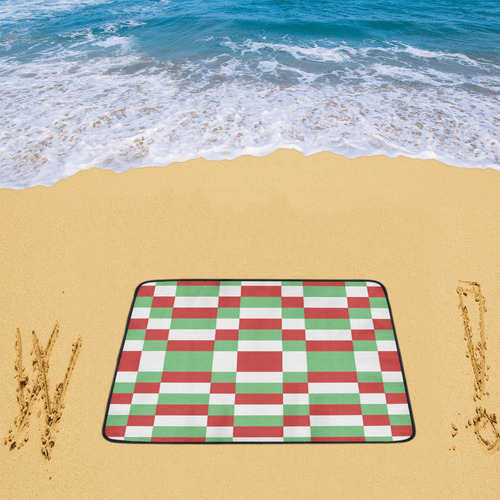 Christmas red and green pattern fabric Beach Mat 78"x 60"