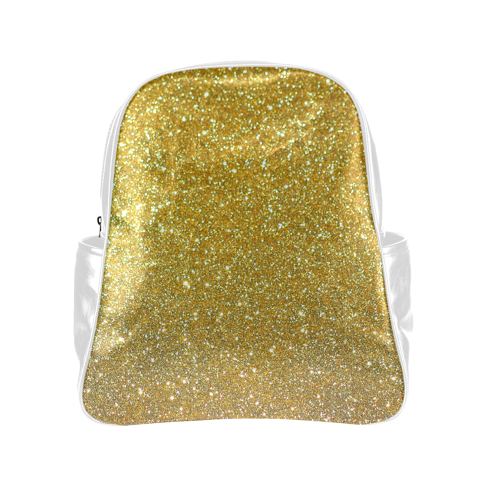 Gold glitter Multi-Pockets Backpack (Model 1636)