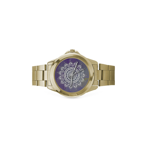 Floral watercolor Violet and white mandala Custom Gilt Watch(Model 101)