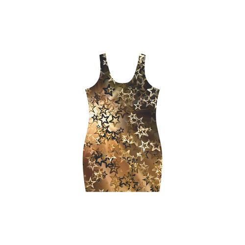 Christmas gold stars Medea Vest Dress (Model D06)