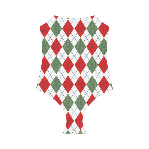Christmas red and green rhomboid fabric Strap Swimsuit ( Model S05)