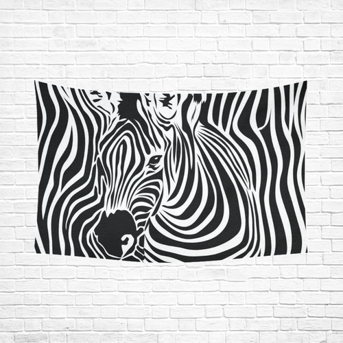 zebra opart, black and white Cotton Linen Wall Tapestry 90"x 60"