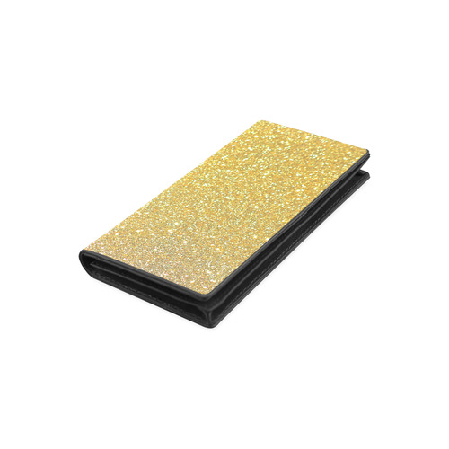 Gold glitter Women's Leather Wallet (Model 1611)