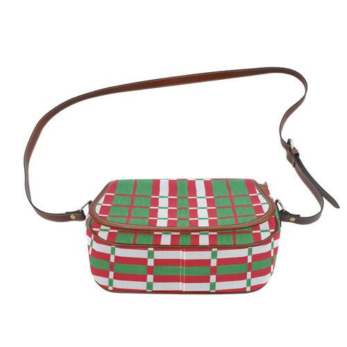 Christmas red and green pattern Saddle Bag/Large (Model 1649)