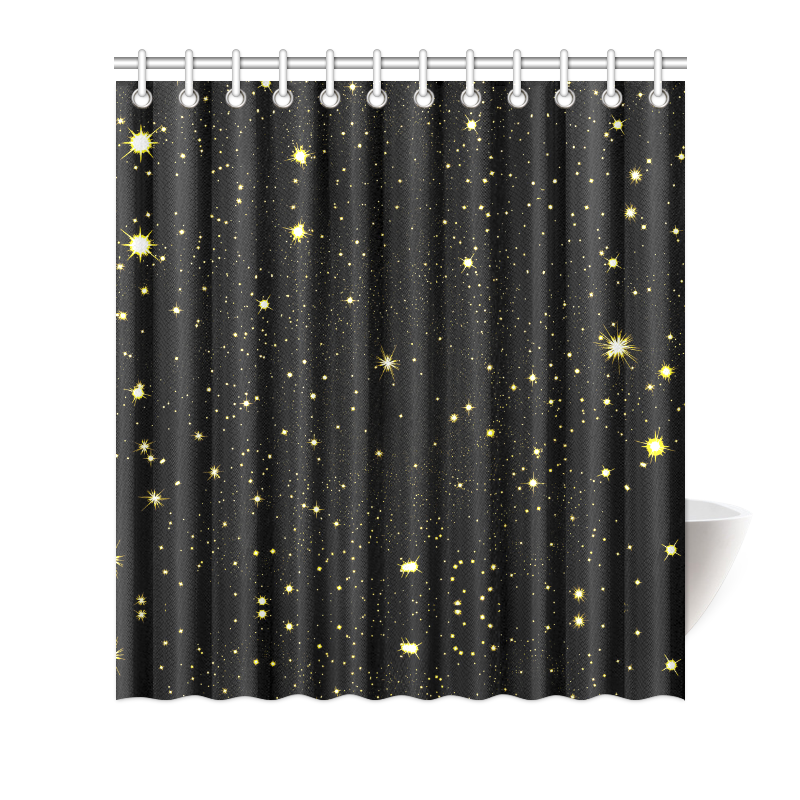 Christmas gold stars night sky Shower Curtain 66"x72"