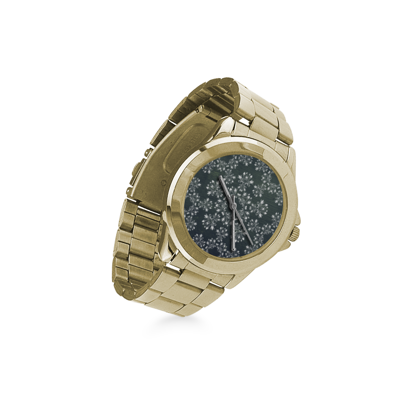 White and gray Flourish ornament mandala design Custom Gilt Watch(Model 101)