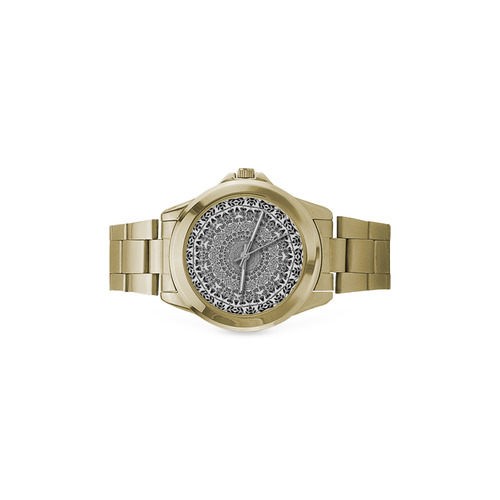 Deep black and white  mandala Custom Gilt Watch(Model 101)