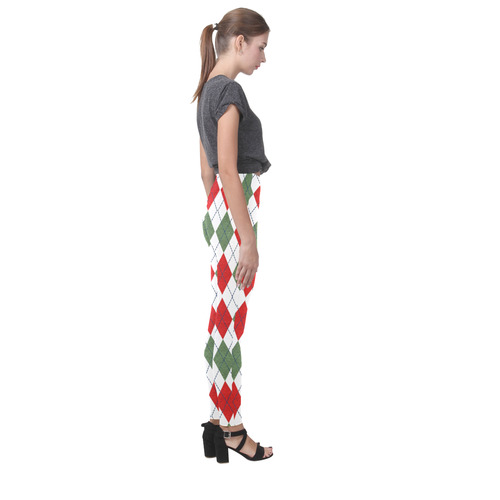 Christmas red and green rhomboid fabric Cassandra Women's Leggings (Model L01)