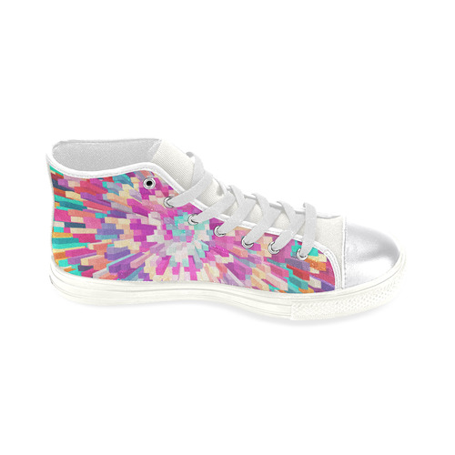 Colorful Exploding Blocks Women's Classic High Top Canvas Shoes (Model 017)