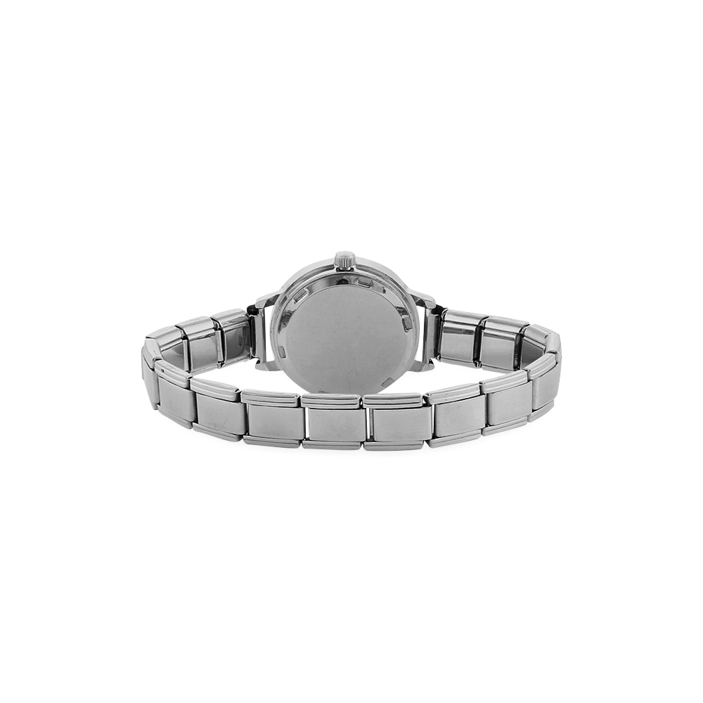 White and gray Flourish ornament mandala design Women's Italian Charm Watch(Model 107)