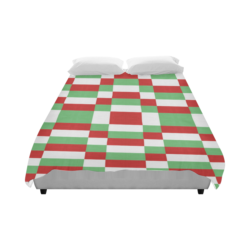 Christmas red and green pattern fabric Duvet Cover 86"x70" ( All-over-print)