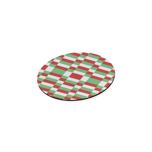 Christmas red and green pattern fabric Round Coaster