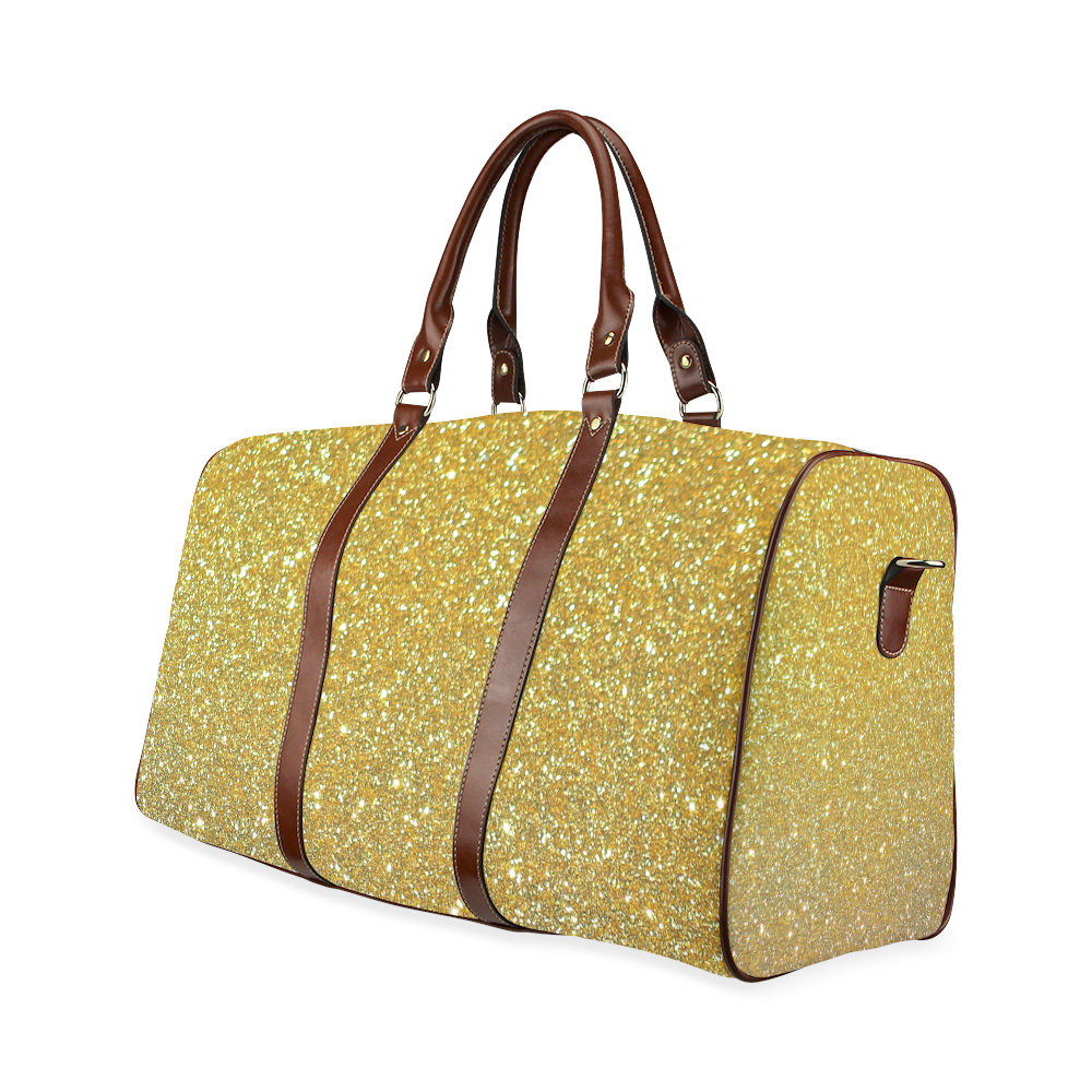 Gold glitter Waterproof Travel Bag/Small (Model 1639)