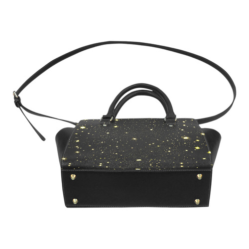 Christmas gold stars night sky Classic Shoulder Handbag (Model 1653)