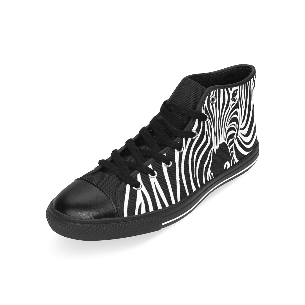 zebra opart, black and white Men’s Classic High Top Canvas Shoes /Large Size (Model 017)