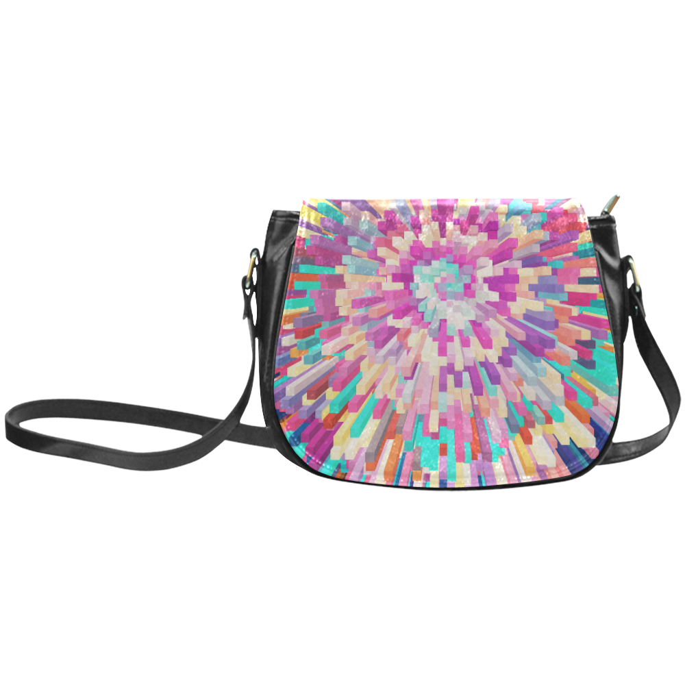 Colorful Exploding Blocks Classic Saddle Bag/Small (Model 1648)