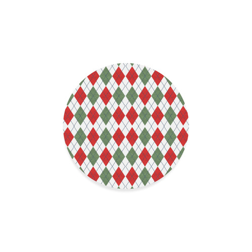 Christmas red and green rhomboid fabric Round Coaster