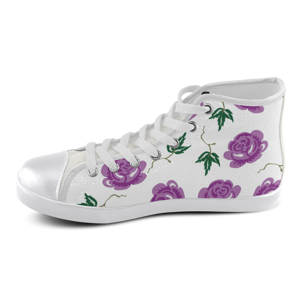 Pretty Floral Women's High Top Canvas Shoes (Model 002) | ID: D789599