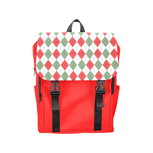 Christmas red and green rhomboid fabric Casual Shoulders Backpack (Model 1623)