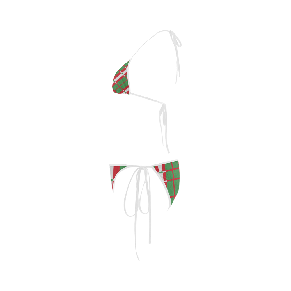 Christmas red and green pattern Custom Bikini Swimsuit