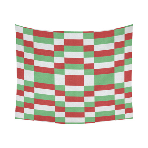 Christmas red and green pattern fabric Cotton Linen Wall Tapestry 60"x 51"