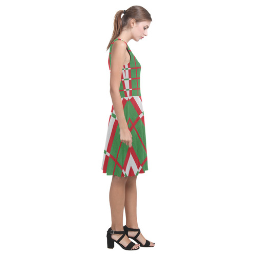 Christmas red and green pattern Atalanta Casual Sundress(Model D04)