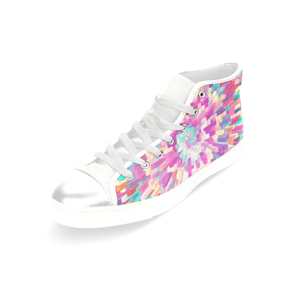 Colorful Exploding Blocks Women's Classic High Top Canvas Shoes (Model 017)